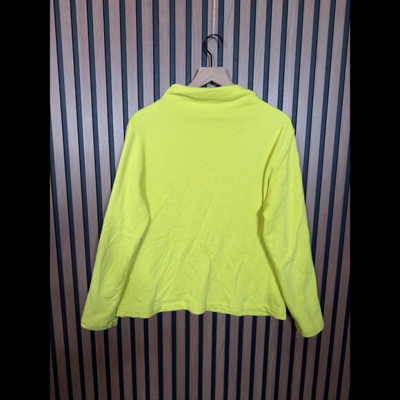 Eileen Fisher Sweater Medium Womens Lime Green Cowl Neck 100% Organic Cotton - Picture 2 of 7